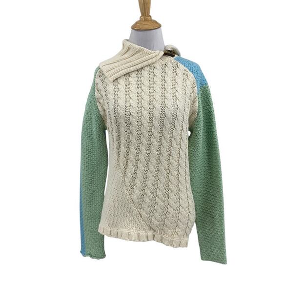 Obermeyer Sweater Women S Small Colorblock Contrast Cable Knit Long Sleeve - Picture 1 of 10